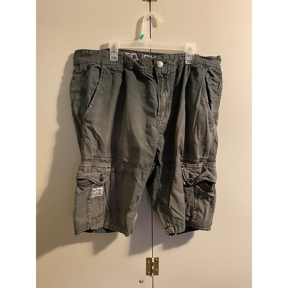 Projek Raw Denim Brand Men's Size 34 Gray Olive Cargo Shorts Multi Pocket